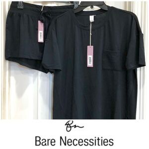 BARE NECESSITIES - NWT L Sz S Sleep/Lounge Set. Short Sleeve Pocket Tee & Shorts